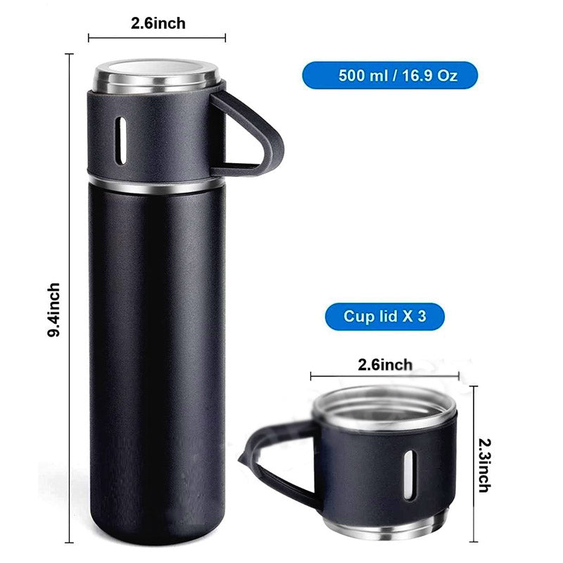 Stainless Steel Vacuum Flask Set – Insulated Thermos With Cups