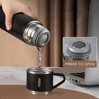 Stainless Steel Vacuum Flask Set – Insulated Thermos With Cups