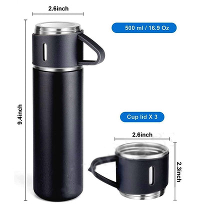 Stainless Steel Vacuum Flask Set – Insulated Thermos With Cups