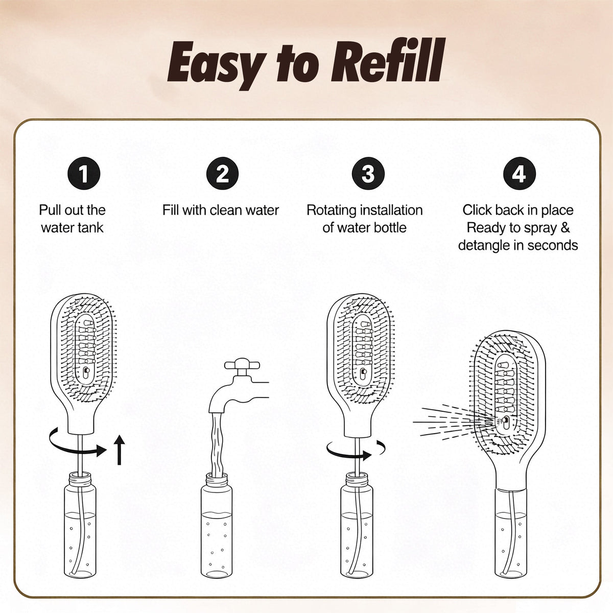 3-in-1 Misting Hair Brush – Spray, Detangle & Massage