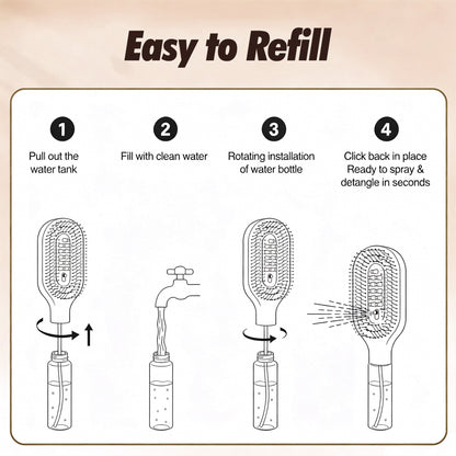 3-in-1 Misting Hair Brush – Spray, Detangle & Massage