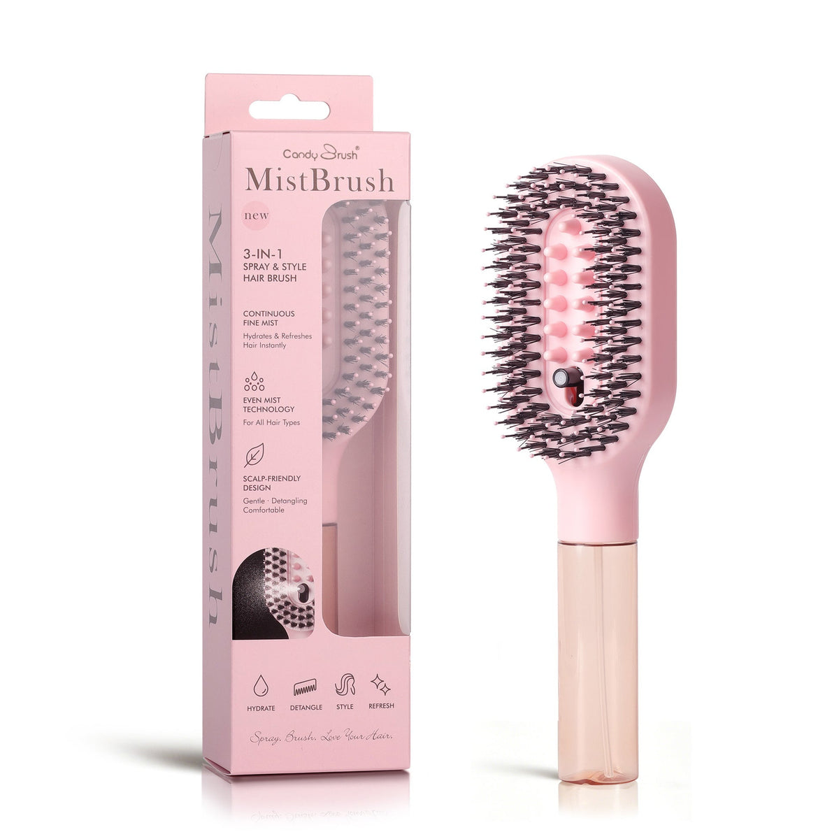 3-in-1 Misting Hair Brush – Spray, Detangle & Massage